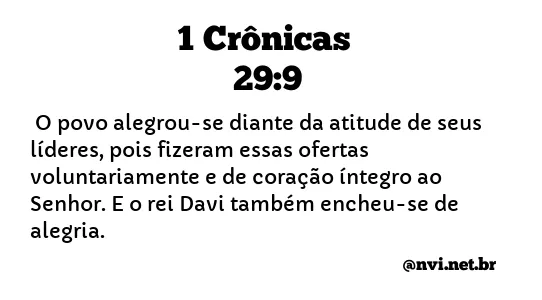 1 CRÔNICAS 29:9 NVI NOVA VERSÃO INTERNACIONAL