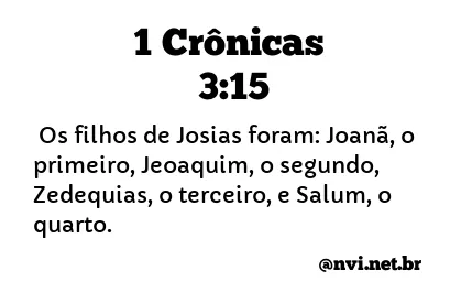 1 CRÔNICAS 3:15 NVI NOVA VERSÃO INTERNACIONAL