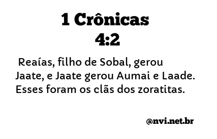 1 CRÔNICAS 4:2 NVI NOVA VERSÃO INTERNACIONAL