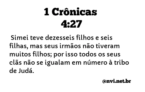 1 CRÔNICAS 4:27 NVI NOVA VERSÃO INTERNACIONAL