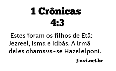 1 CRÔNICAS 4:3 NVI NOVA VERSÃO INTERNACIONAL