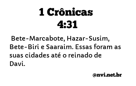 1 CRÔNICAS 4:31 NVI NOVA VERSÃO INTERNACIONAL