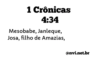 1 CRÔNICAS 4:34 NVI NOVA VERSÃO INTERNACIONAL