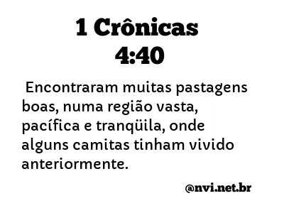 1 CRÔNICAS 4:40 NVI NOVA VERSÃO INTERNACIONAL