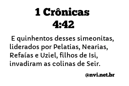 1 CRÔNICAS 4:42 NVI NOVA VERSÃO INTERNACIONAL