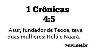 1 CRÔNICAS 4:5 NVI NOVA VERSÃO INTERNACIONAL