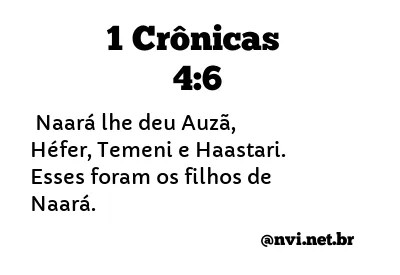 1 CRÔNICAS 4:6 NVI NOVA VERSÃO INTERNACIONAL