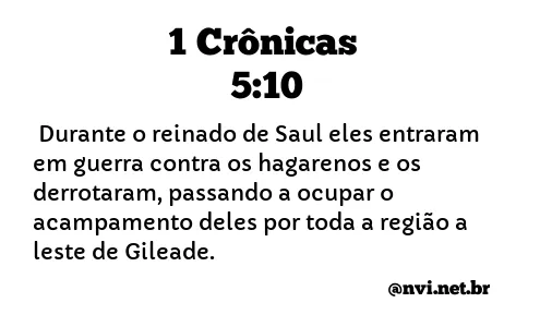 1 CRÔNICAS 5:10 NVI NOVA VERSÃO INTERNACIONAL