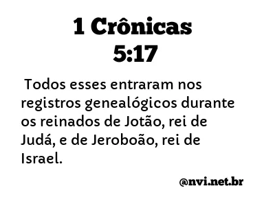 1 CRÔNICAS 5:17 NVI NOVA VERSÃO INTERNACIONAL