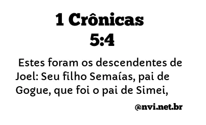 1 CRÔNICAS 5:4 NVI NOVA VERSÃO INTERNACIONAL