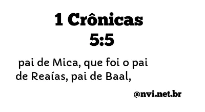 1 CRÔNICAS 5:5 NVI NOVA VERSÃO INTERNACIONAL