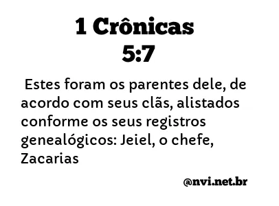 1 CRÔNICAS 5:7 NVI NOVA VERSÃO INTERNACIONAL