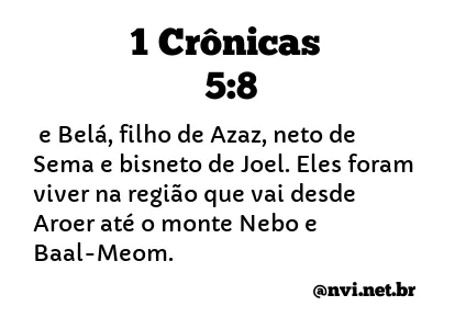 1 CRÔNICAS 5:8 NVI NOVA VERSÃO INTERNACIONAL