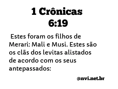 1 CRÔNICAS 6:19 NVI NOVA VERSÃO INTERNACIONAL