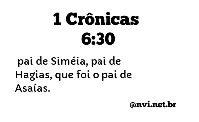 1 CRÔNICAS 6:30 NVI NOVA VERSÃO INTERNACIONAL