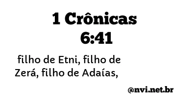 1 CRÔNICAS 6:41 NVI NOVA VERSÃO INTERNACIONAL