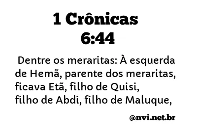 1 CRÔNICAS 6:44 NVI NOVA VERSÃO INTERNACIONAL