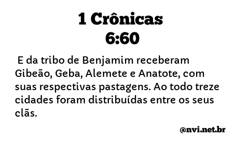 1 CRÔNICAS 6:60 NVI NOVA VERSÃO INTERNACIONAL