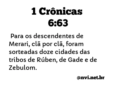 1 CRÔNICAS 6:63 NVI NOVA VERSÃO INTERNACIONAL