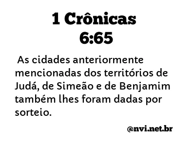 1 CRÔNICAS 6:65 NVI NOVA VERSÃO INTERNACIONAL