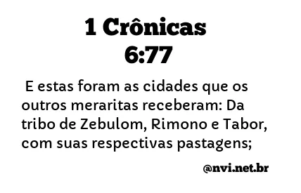 1 CRÔNICAS 6:77 NVI NOVA VERSÃO INTERNACIONAL