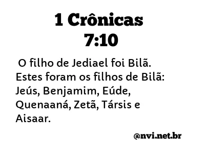 1 CRÔNICAS 7:10 NVI NOVA VERSÃO INTERNACIONAL