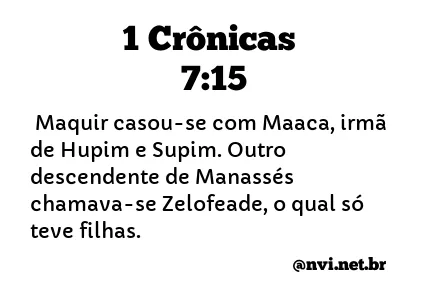 1 CRÔNICAS 7:15 NVI NOVA VERSÃO INTERNACIONAL