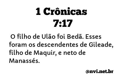 1 CRÔNICAS 7:17 NVI NOVA VERSÃO INTERNACIONAL