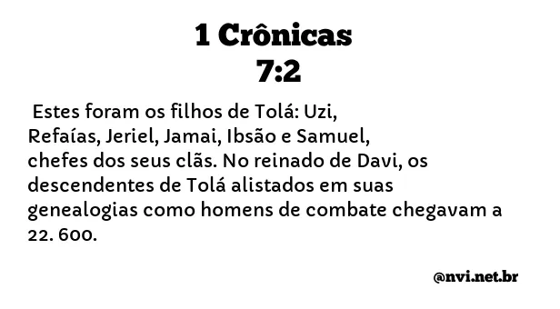 1 CRÔNICAS 7:2 NVI NOVA VERSÃO INTERNACIONAL