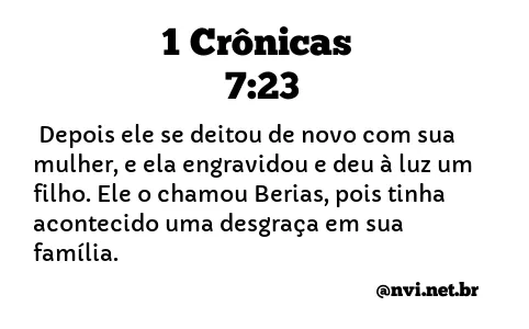 1 CRÔNICAS 7:23 NVI NOVA VERSÃO INTERNACIONAL