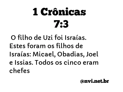 1 CRÔNICAS 7:3 NVI NOVA VERSÃO INTERNACIONAL