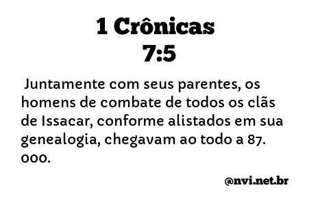 1 CRÔNICAS 7:5 NVI NOVA VERSÃO INTERNACIONAL