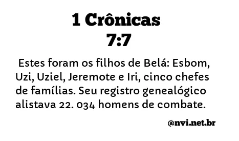 1 CRÔNICAS 7:7 NVI NOVA VERSÃO INTERNACIONAL