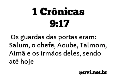 1 CRÔNICAS 9:17 NVI NOVA VERSÃO INTERNACIONAL