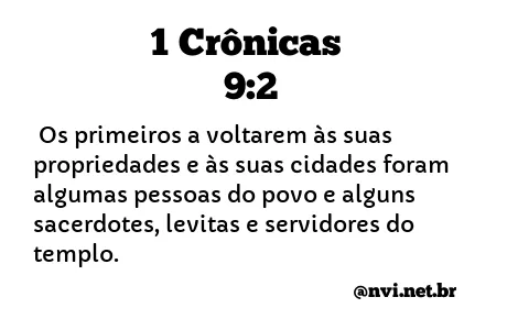 1 CRÔNICAS 9:2 NVI NOVA VERSÃO INTERNACIONAL