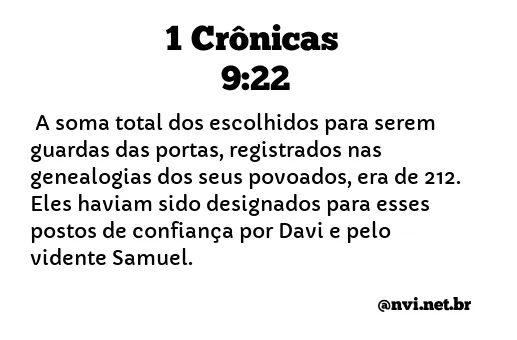 1 CRÔNICAS 9:22 NVI NOVA VERSÃO INTERNACIONAL