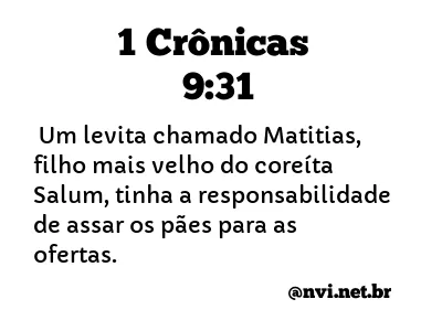 1 CRÔNICAS 9:31 NVI NOVA VERSÃO INTERNACIONAL