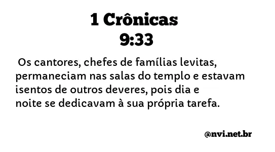 1 CRÔNICAS 9:33 NVI NOVA VERSÃO INTERNACIONAL