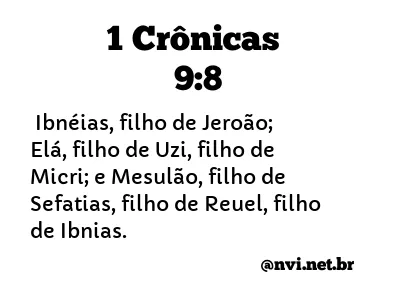 1 CRÔNICAS 9:8 NVI NOVA VERSÃO INTERNACIONAL