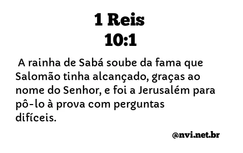 1 REIS 10:1 NVI NOVA VERSÃO INTERNACIONAL