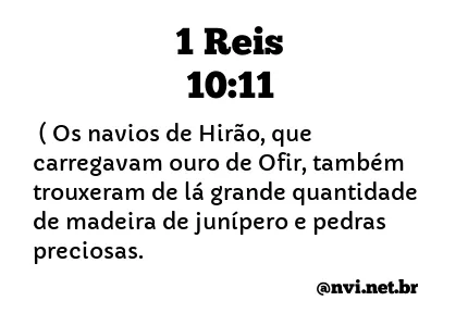 1 REIS 10:11 NVI NOVA VERSÃO INTERNACIONAL