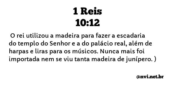 1 REIS 10:12 NVI NOVA VERSÃO INTERNACIONAL