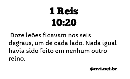 1 REIS 10:20 NVI NOVA VERSÃO INTERNACIONAL