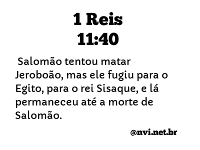 1 REIS 11:40 NVI NOVA VERSÃO INTERNACIONAL