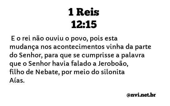 1 REIS 12:15 NVI NOVA VERSÃO INTERNACIONAL