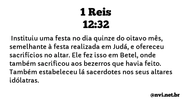 1 REIS 12:32 NVI NOVA VERSÃO INTERNACIONAL