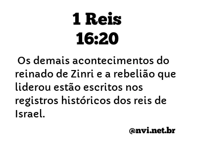 1 REIS 16:20 NVI NOVA VERSÃO INTERNACIONAL