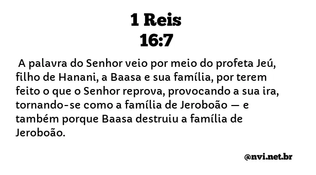 1 REIS 16:7 NVI NOVA VERSÃO INTERNACIONAL