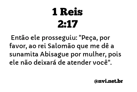 1 REIS 2:17 NVI NOVA VERSÃO INTERNACIONAL