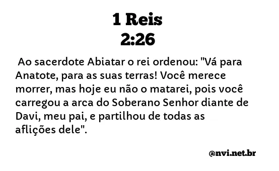 1 REIS 2:26 NVI NOVA VERSÃO INTERNACIONAL